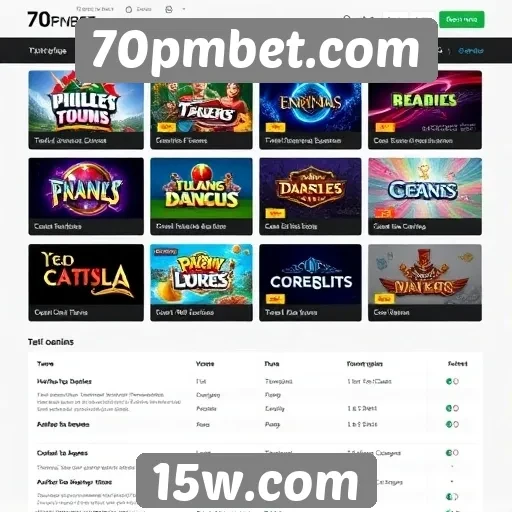 Recursos de jogos disponíveis no 70pmbet